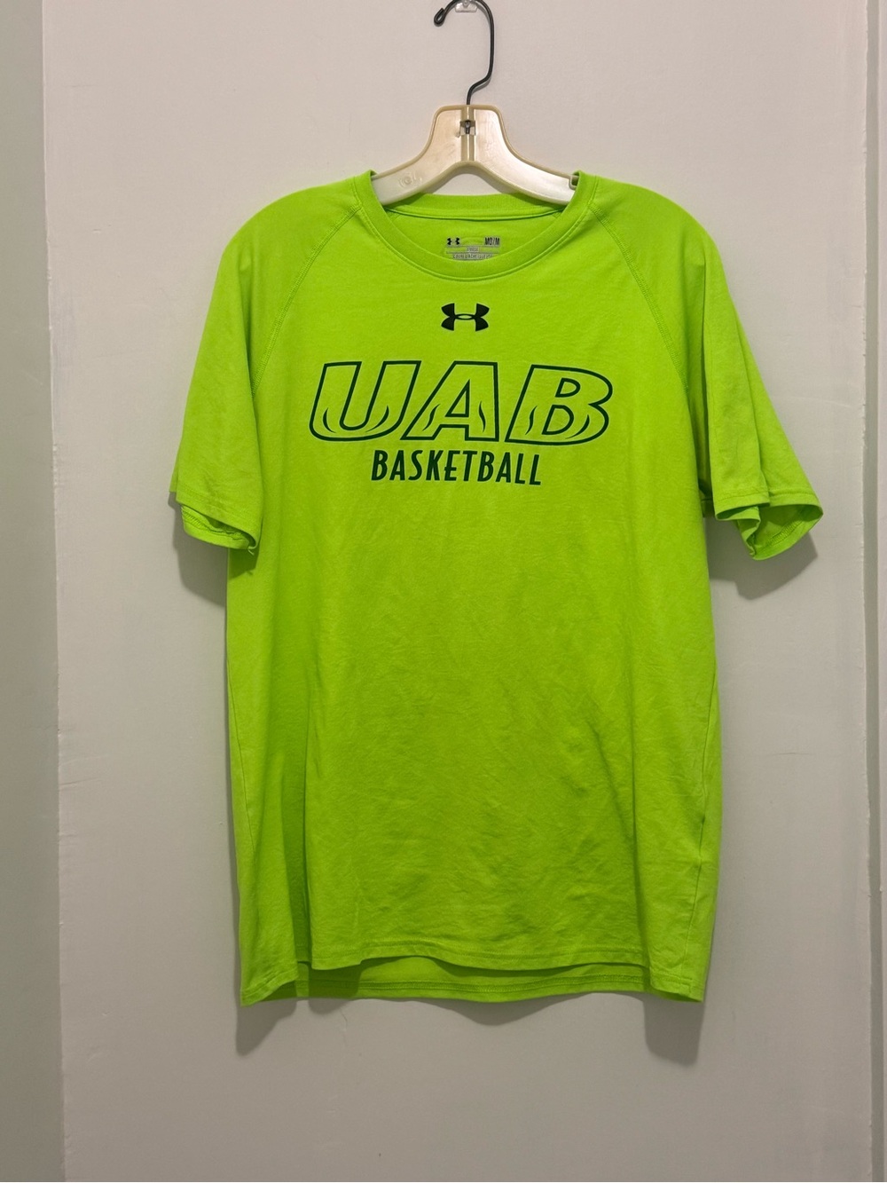 Under Armour Neon Green UAB Basketball heat gear Tee - practice wear